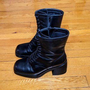 Vagabond Brooke Zip/Lace Leather Boots | Black | 11